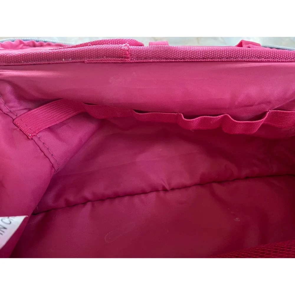 Sephora Quilted Makeup Train Case Coral Blue Travel Cosmetic Organizer Bag